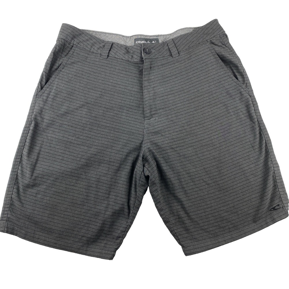 O'Neill Shorts Mens 34/10 Striped Hybrid Chino Casual Beach Outdoor Gray
